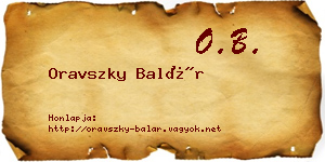 Oravszky Balár névjegykártya